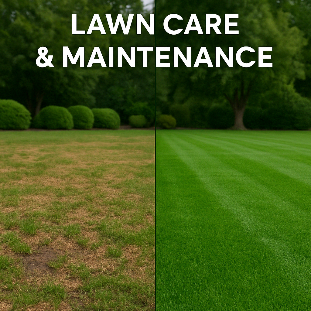Lawn before and after proper maintenance