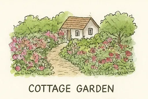 garden_type_2 Cottage backyard layout full of flowers and charm