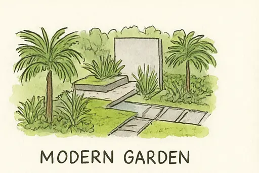 garden_type_3 Modern backyard layout idea with clean lines