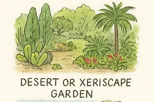 garden_type_5 Tropical backyard layout with lush plants