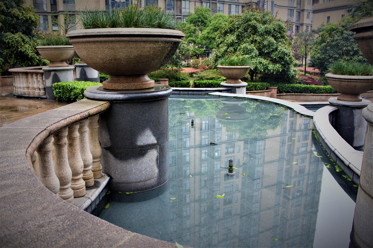 ref1 Modern reflections water garden with a rectangular mirror pond
