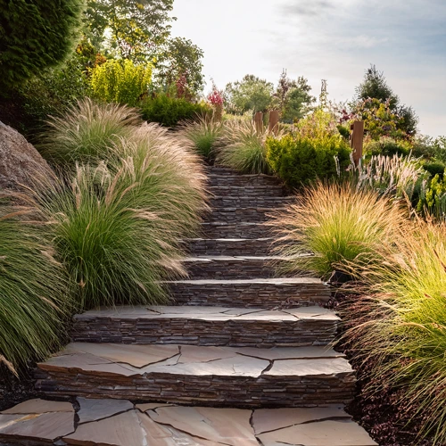 2 (1) Stone steps on a sloped yard